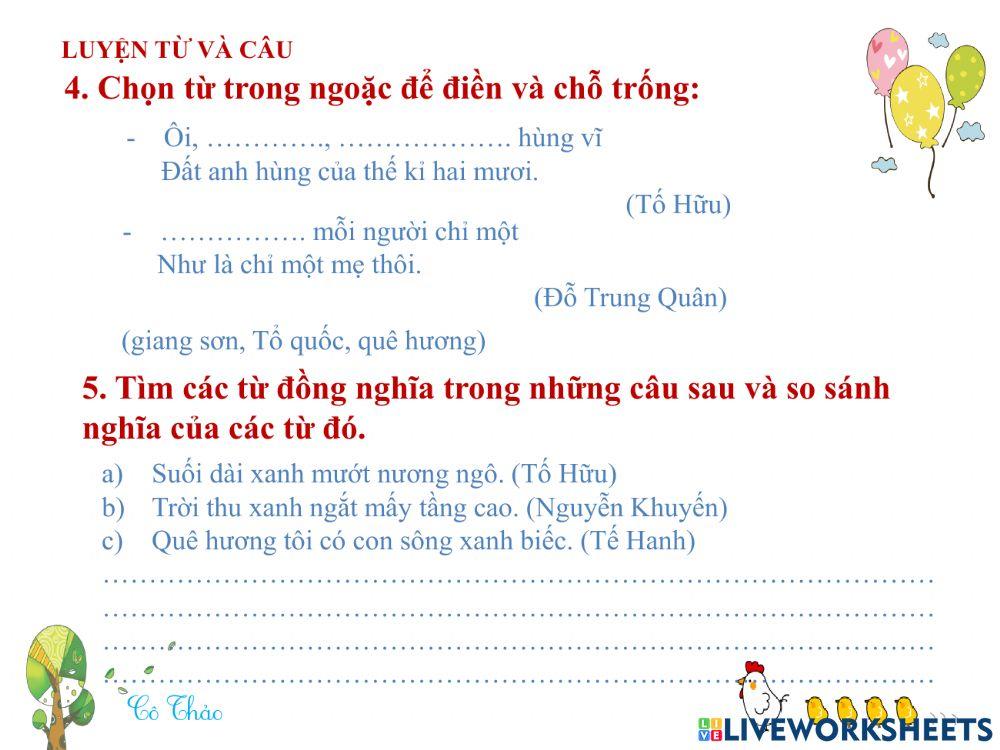 Bài tập tuần 1 (TĐ,CT,LTVC LỚP 5)