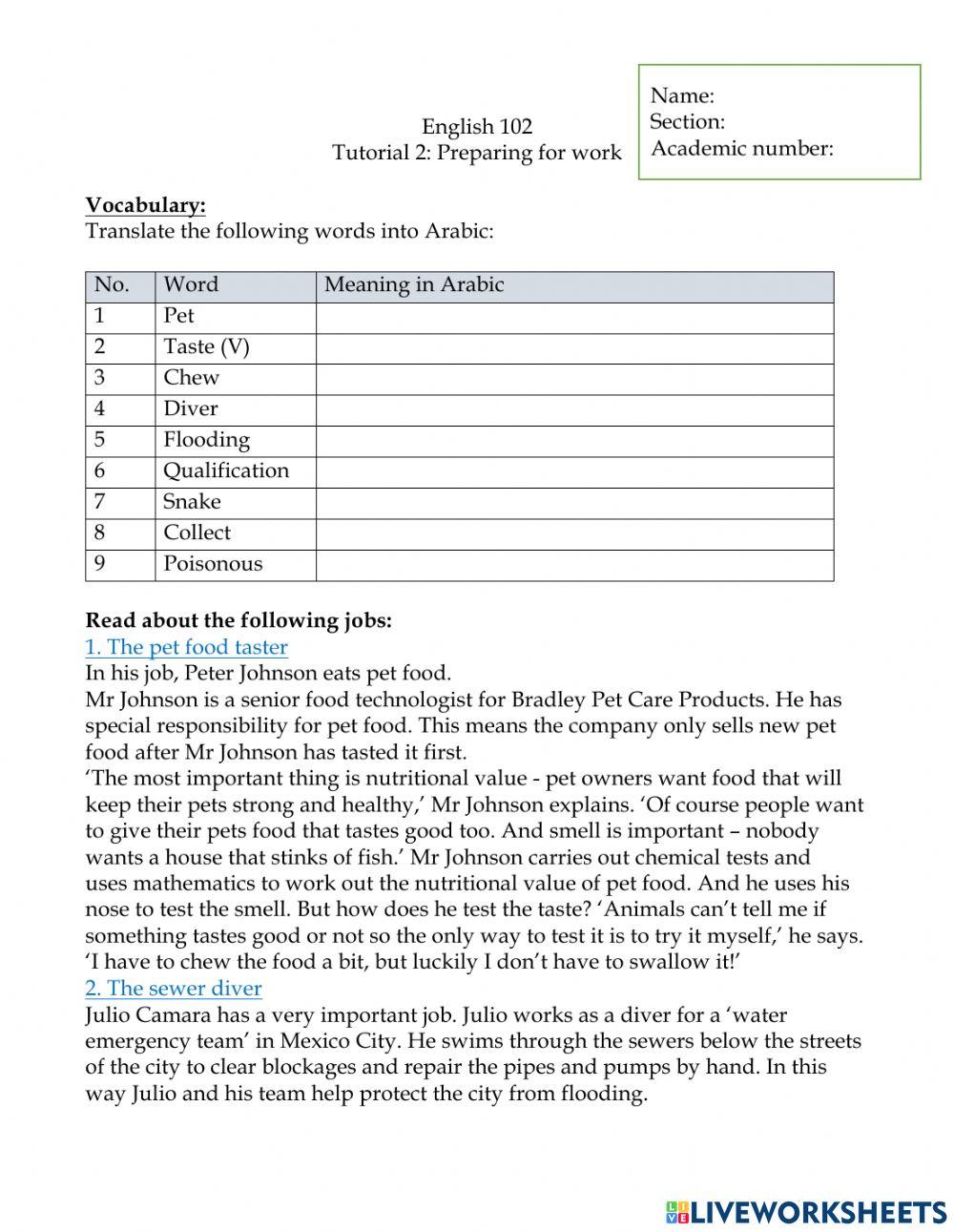 !02 T2: Preparing for work