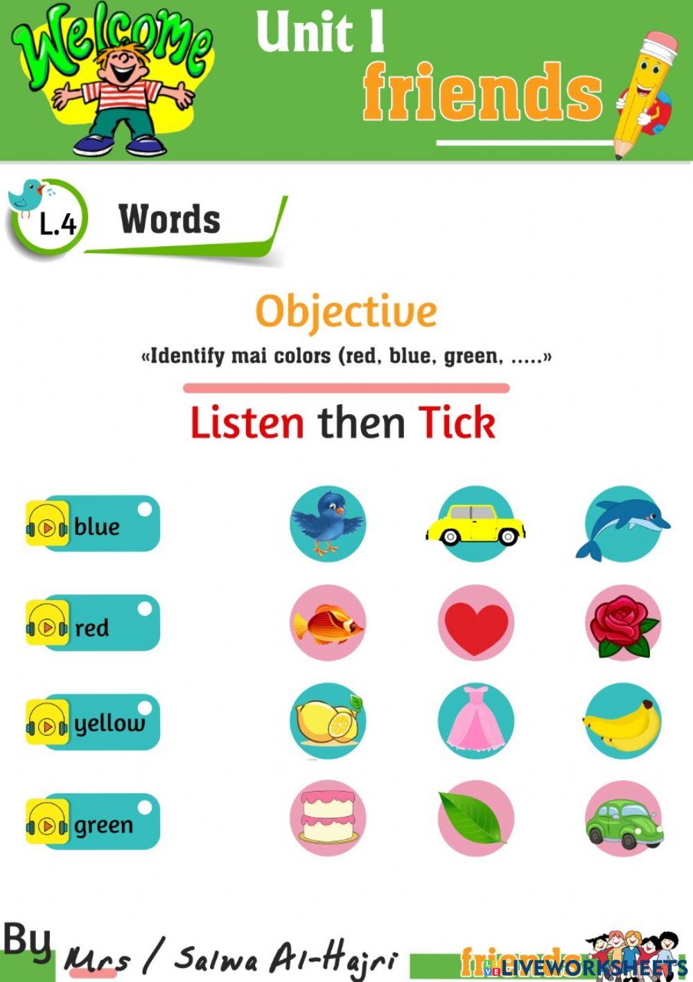 Colors online exercise for grade1 Live Worksheets