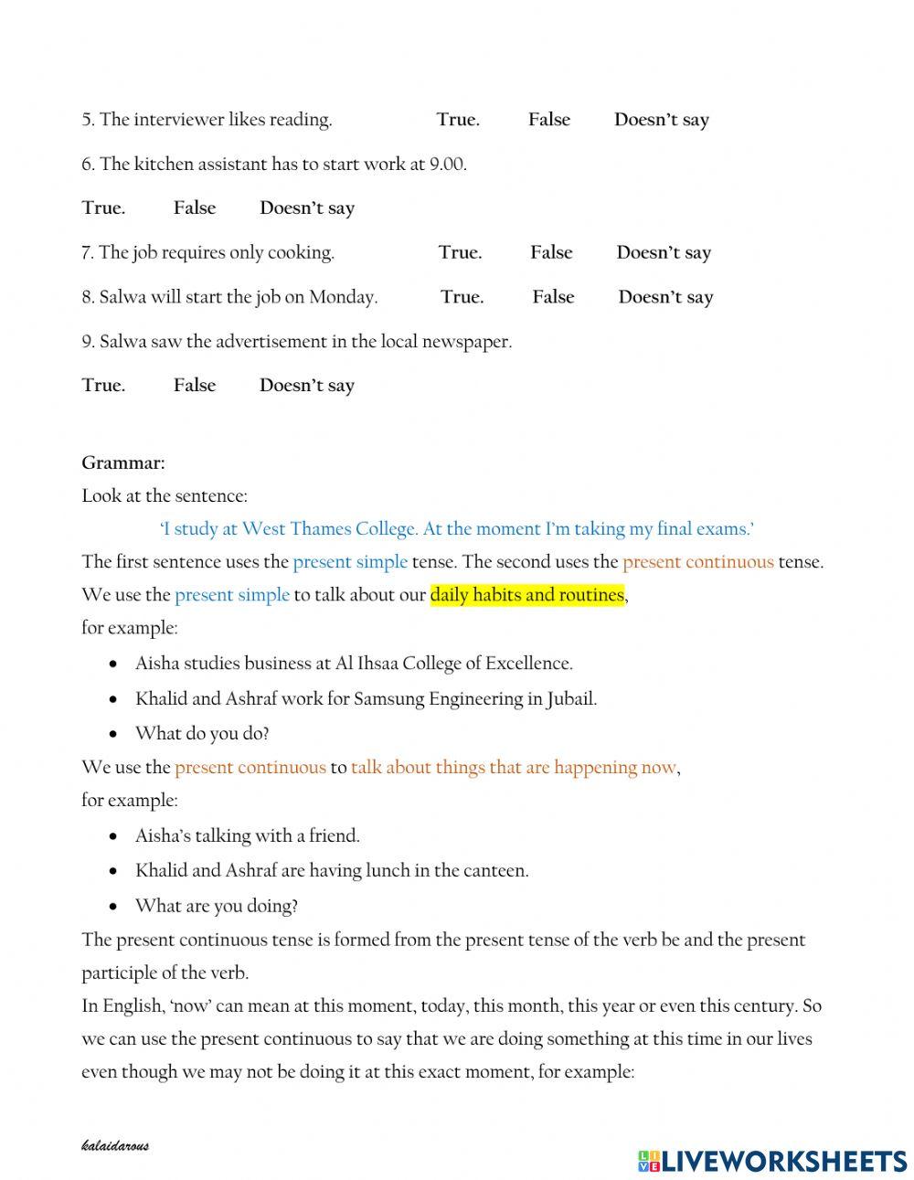 102 T3: preparing for work 2