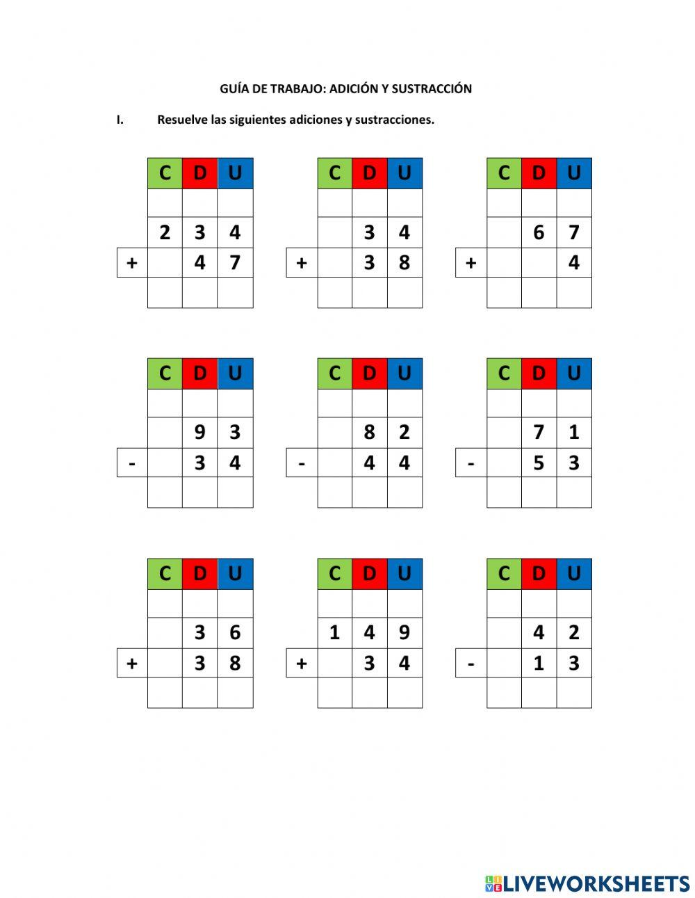 Adiciones y sustracciones