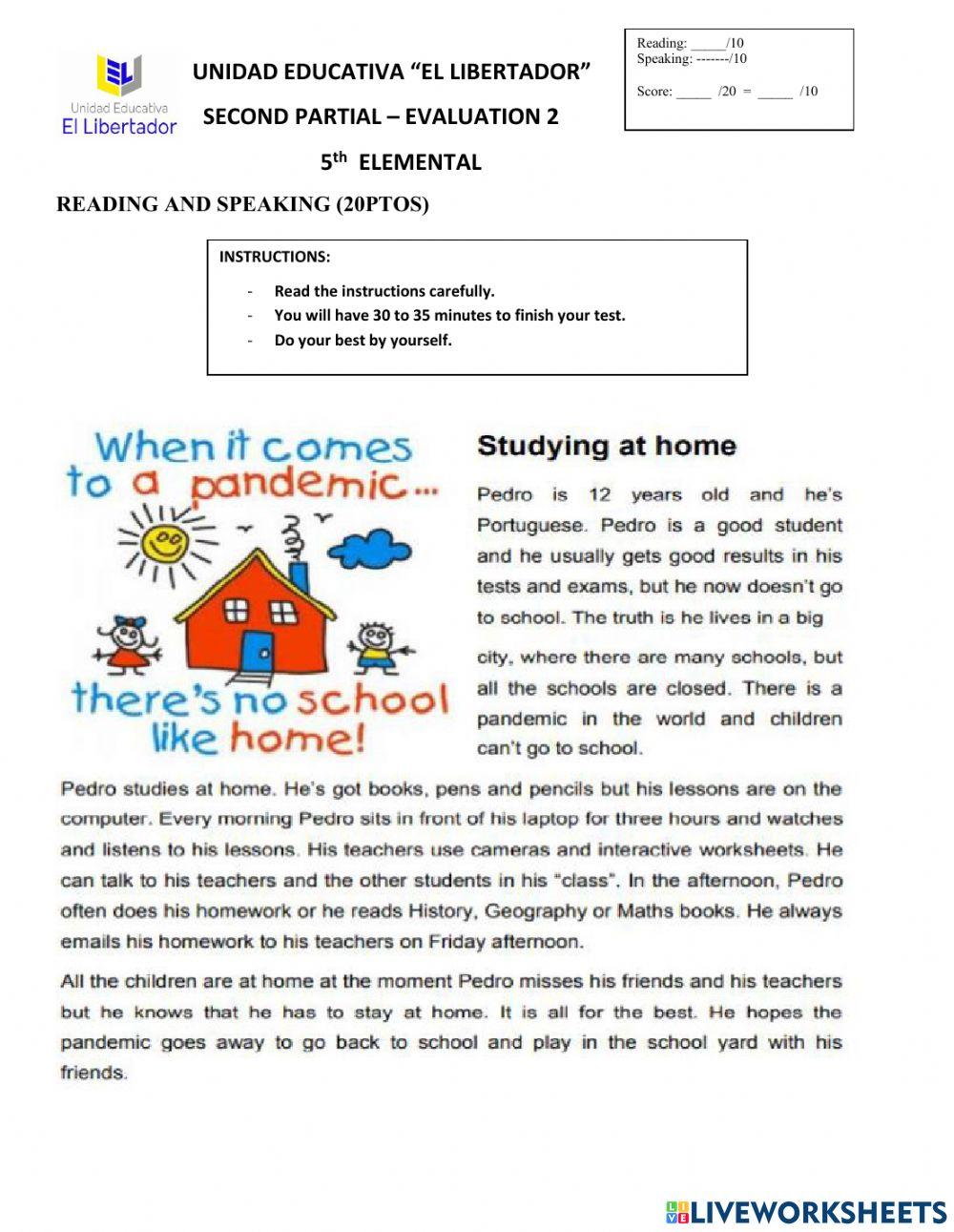 Reading comprehension, inclusion 5th basic