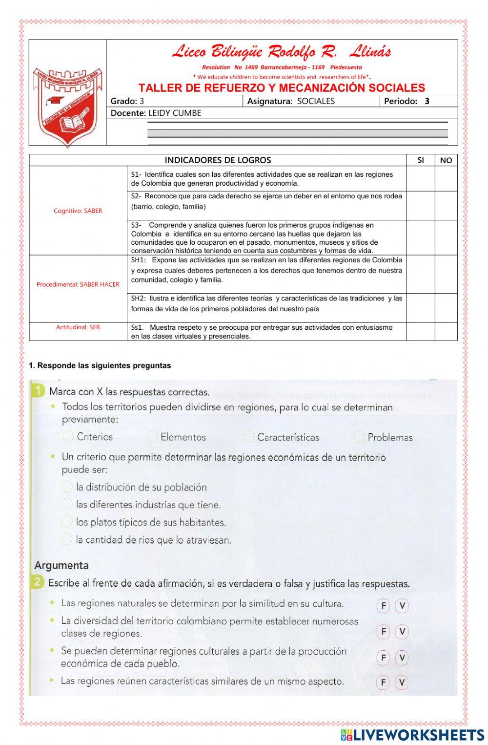 Taller tercero sociales 1 parte
