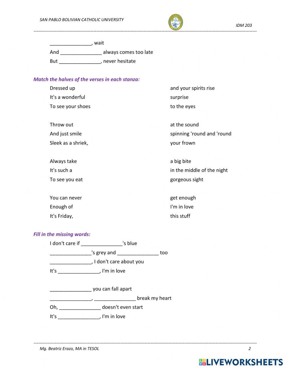 Song - Friday I'm in Love by The Cure