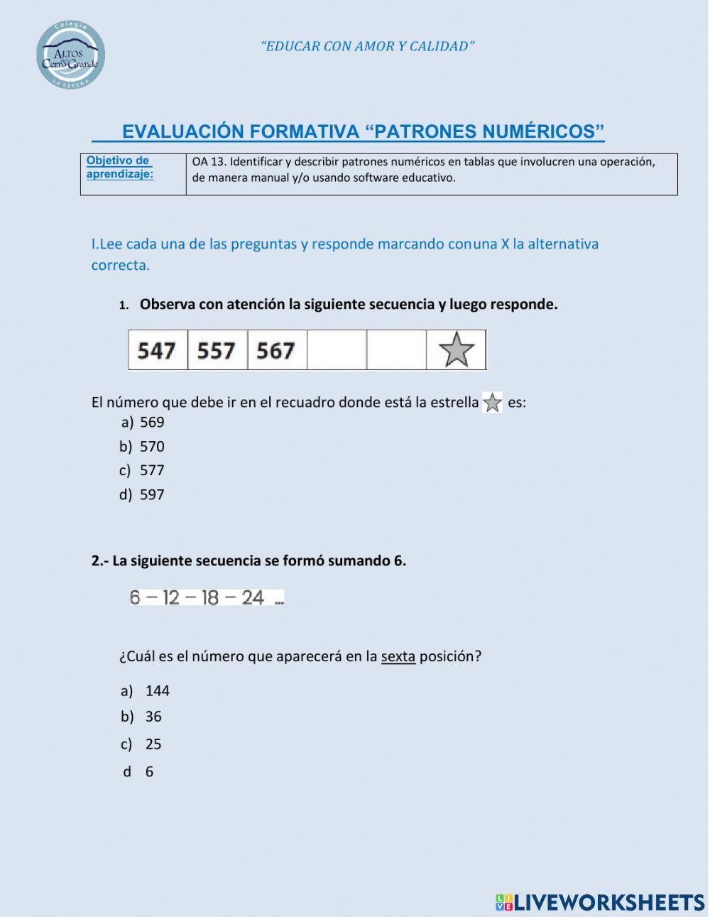 Secuencias numéricas