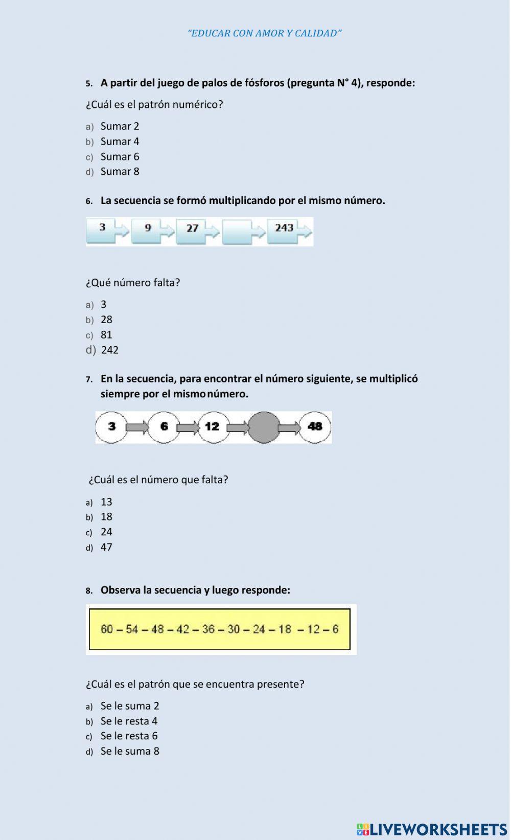 Secuencias numéricas