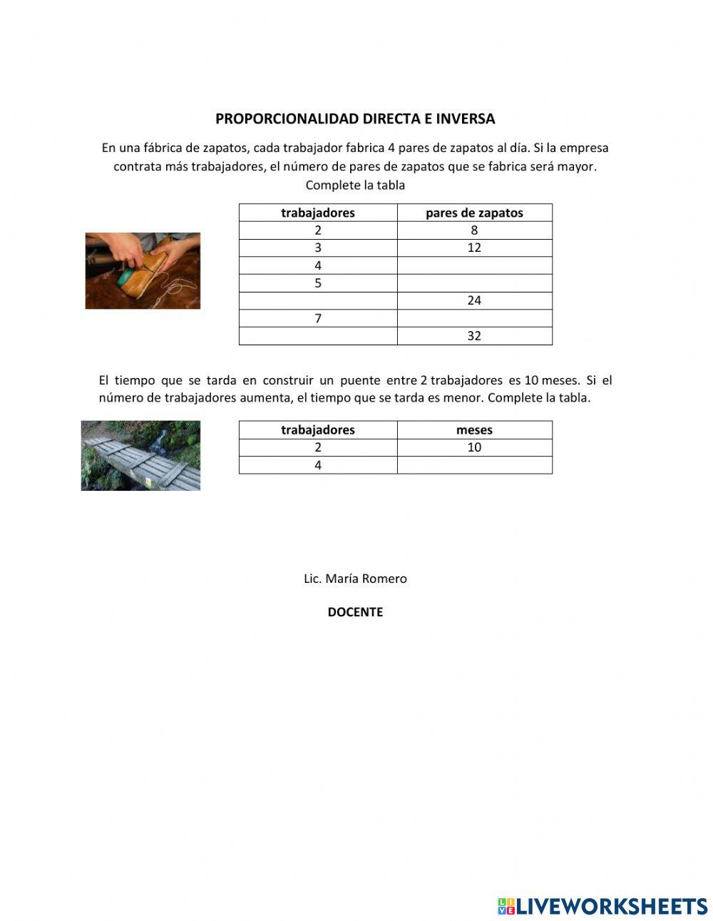 Proporcionalidad Directa e indirecta