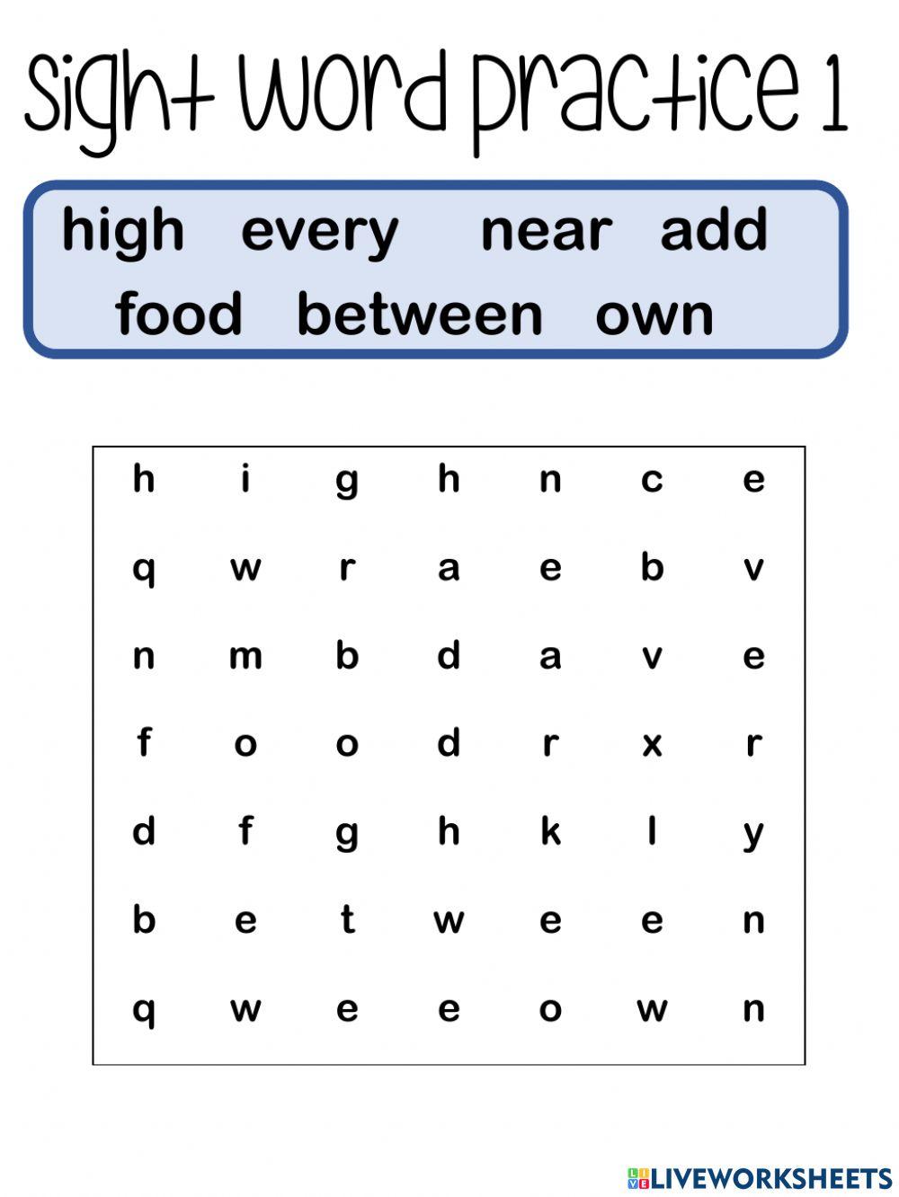 sight-word-practice-interactive-exercise-for-1-3-live-worksheets