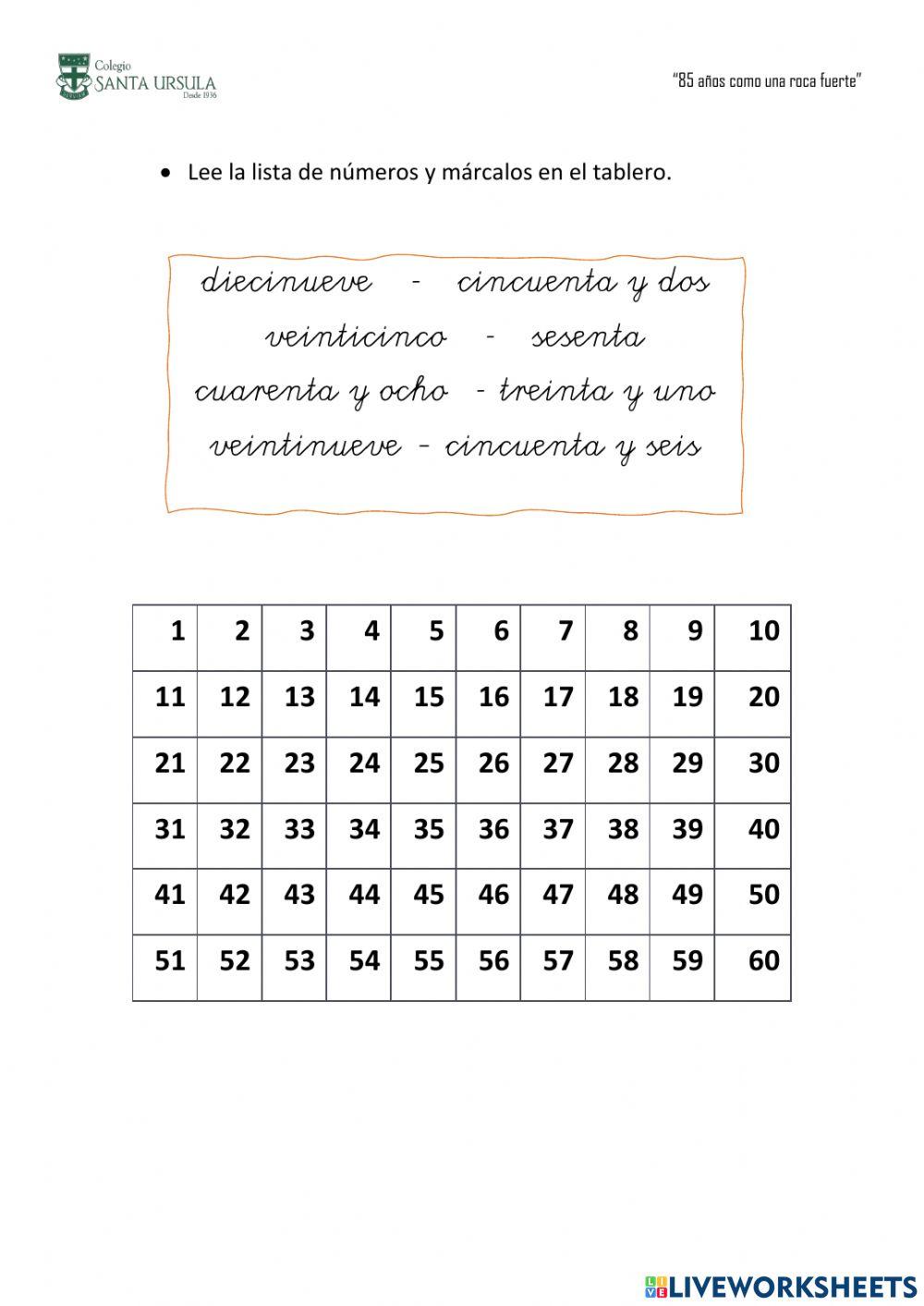 Practicamos con el tablero del 100