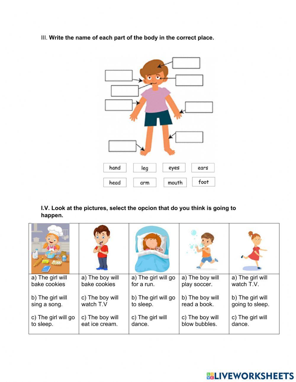 Examen diagnostico taller ingles 1°