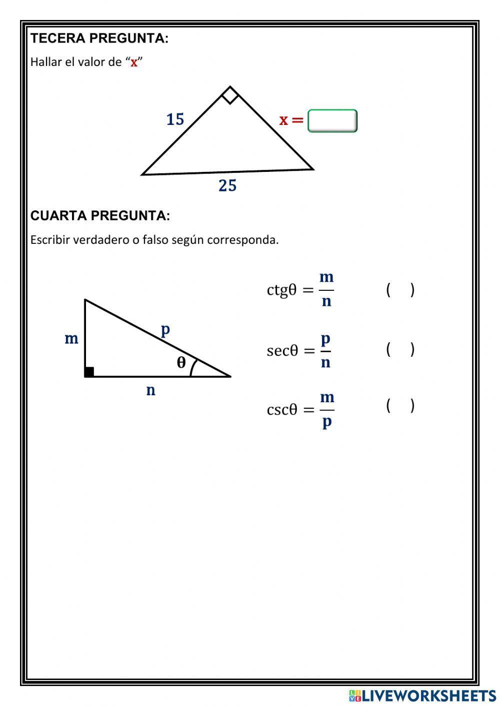 Razones Trigonométricas de Ángulos Agudos