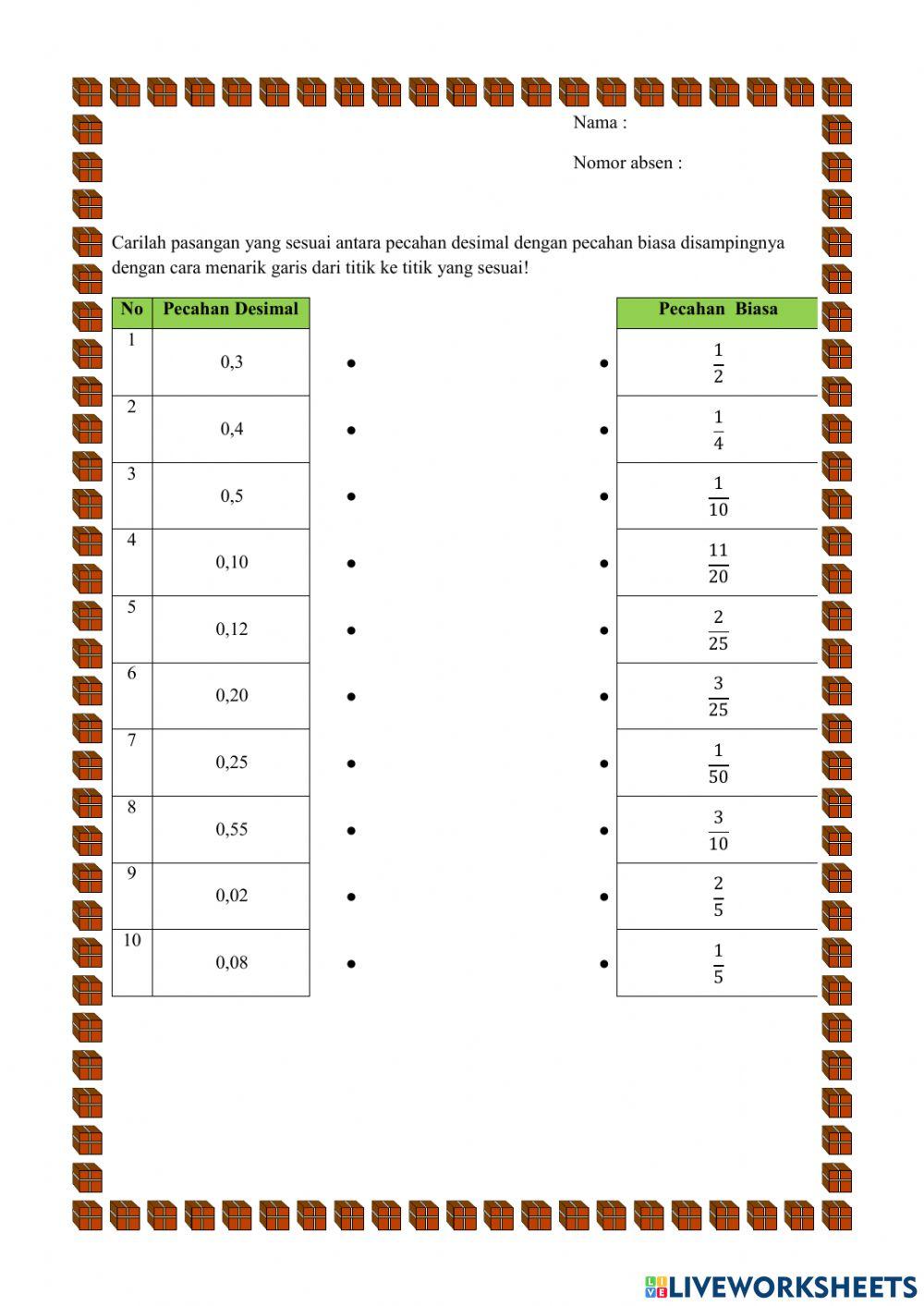 Mengubah Pecahan Desimal menjadi Pecahan Biasa