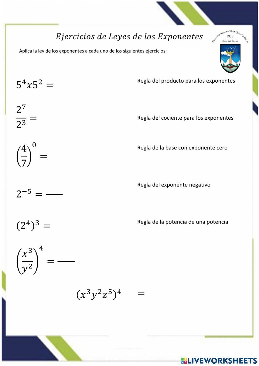 Leyes de los exponentes