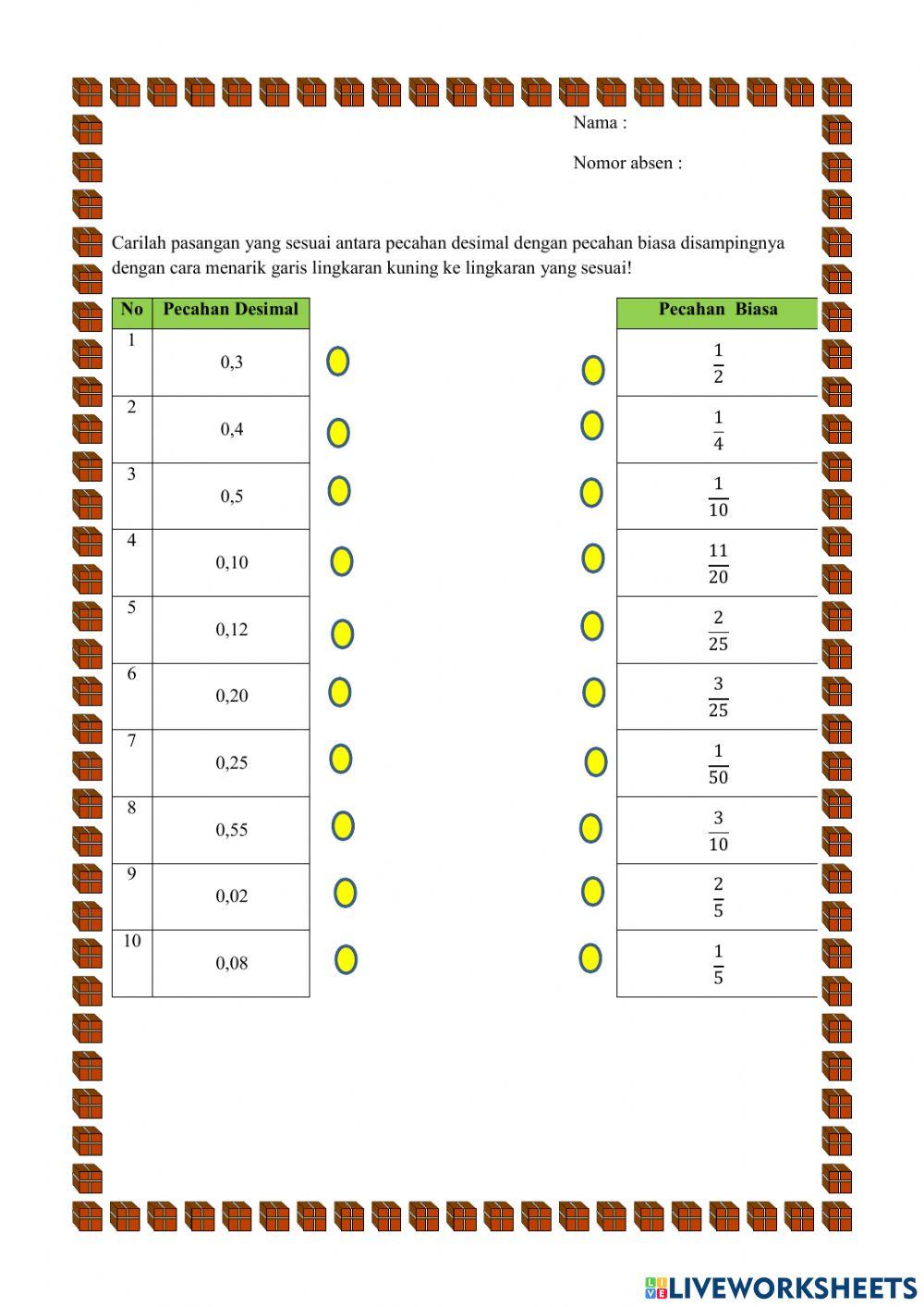 Mengubah Pecahan Desimal Menjadi Pecahan Biasa