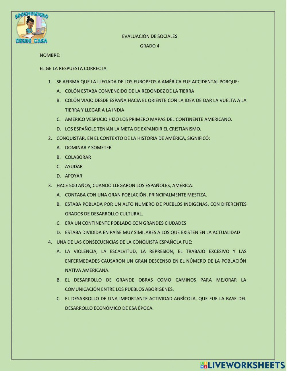 Evaluacion de soicales culturas prehispanicas colombianas y la colonia