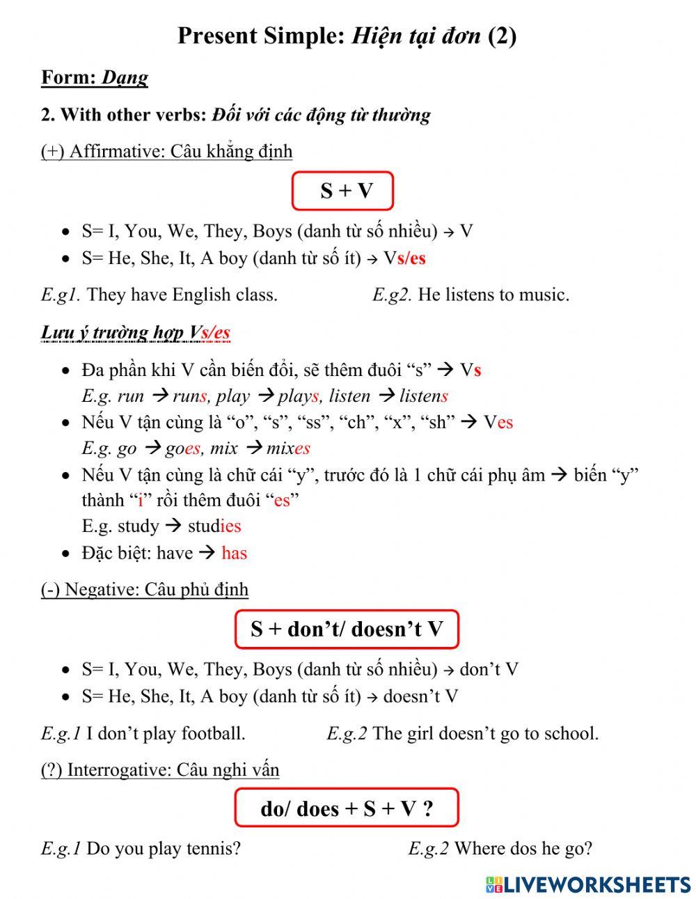 Review Present Simple