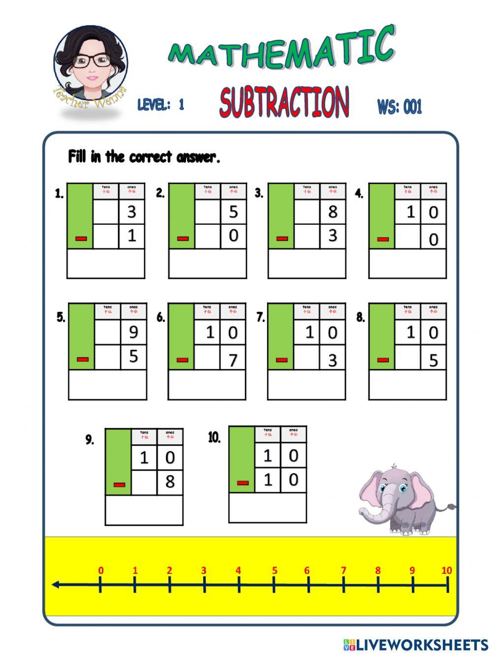 SUBTRACTION within 10