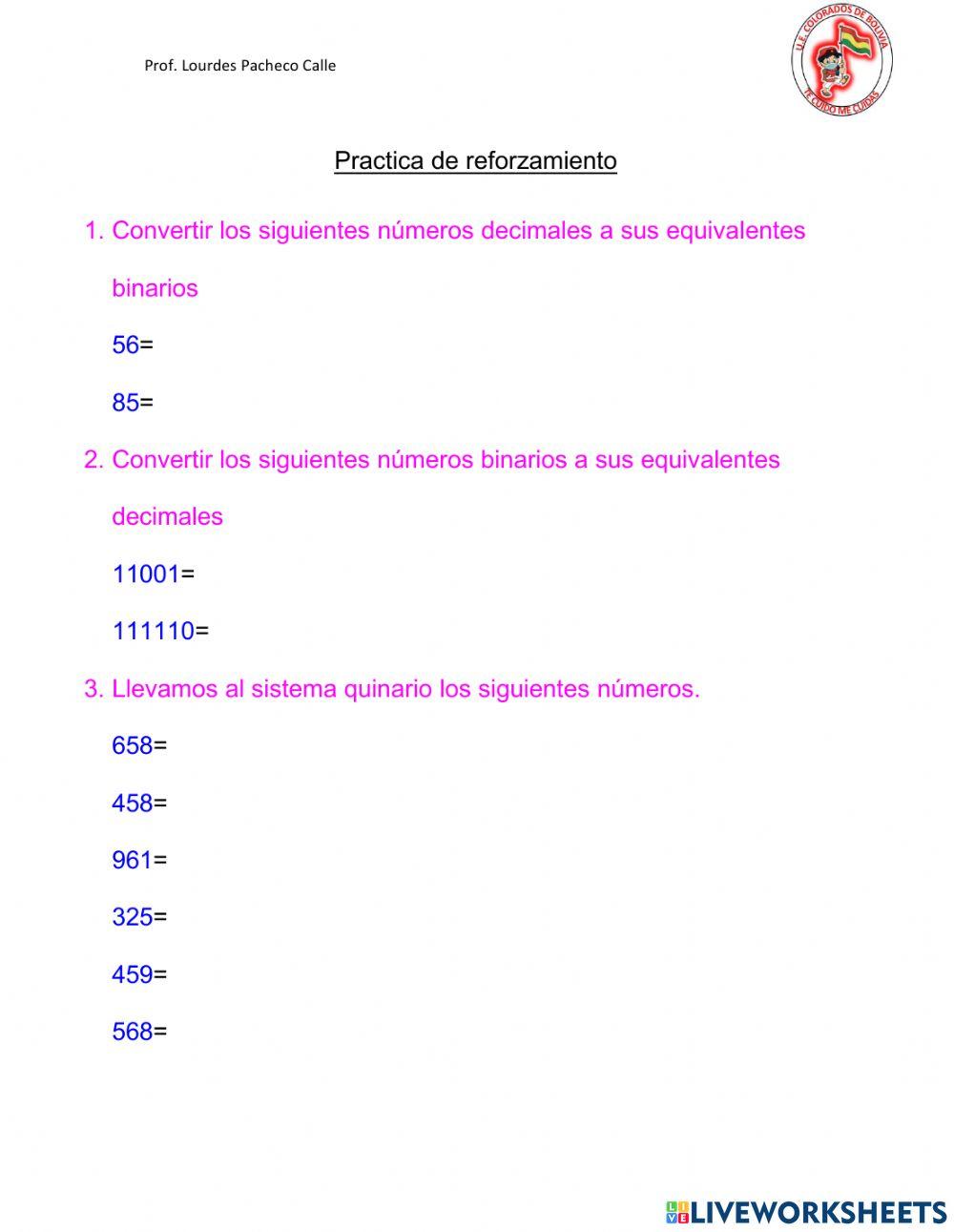 Sistemas de numeración binario y quinario