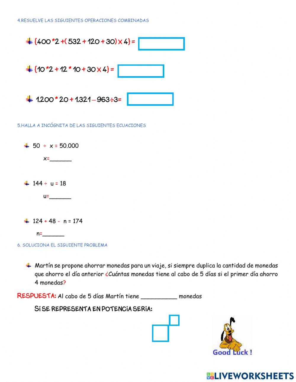Evaluación  MATEMÁTICAS 5 -  3 bimestre 2021