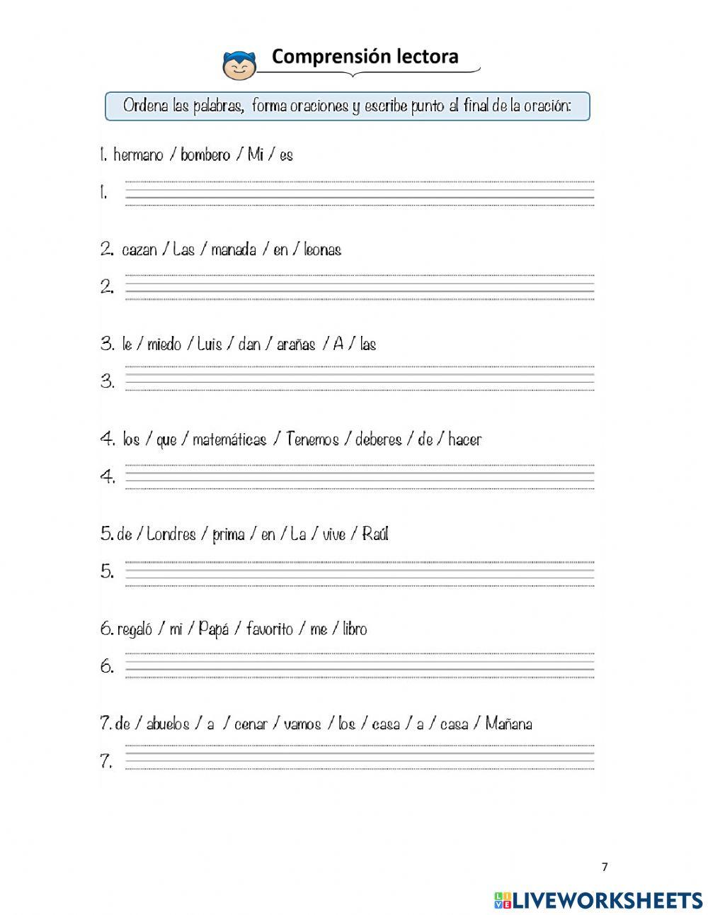 Taller de comprensión lectora - tercero básico - 1