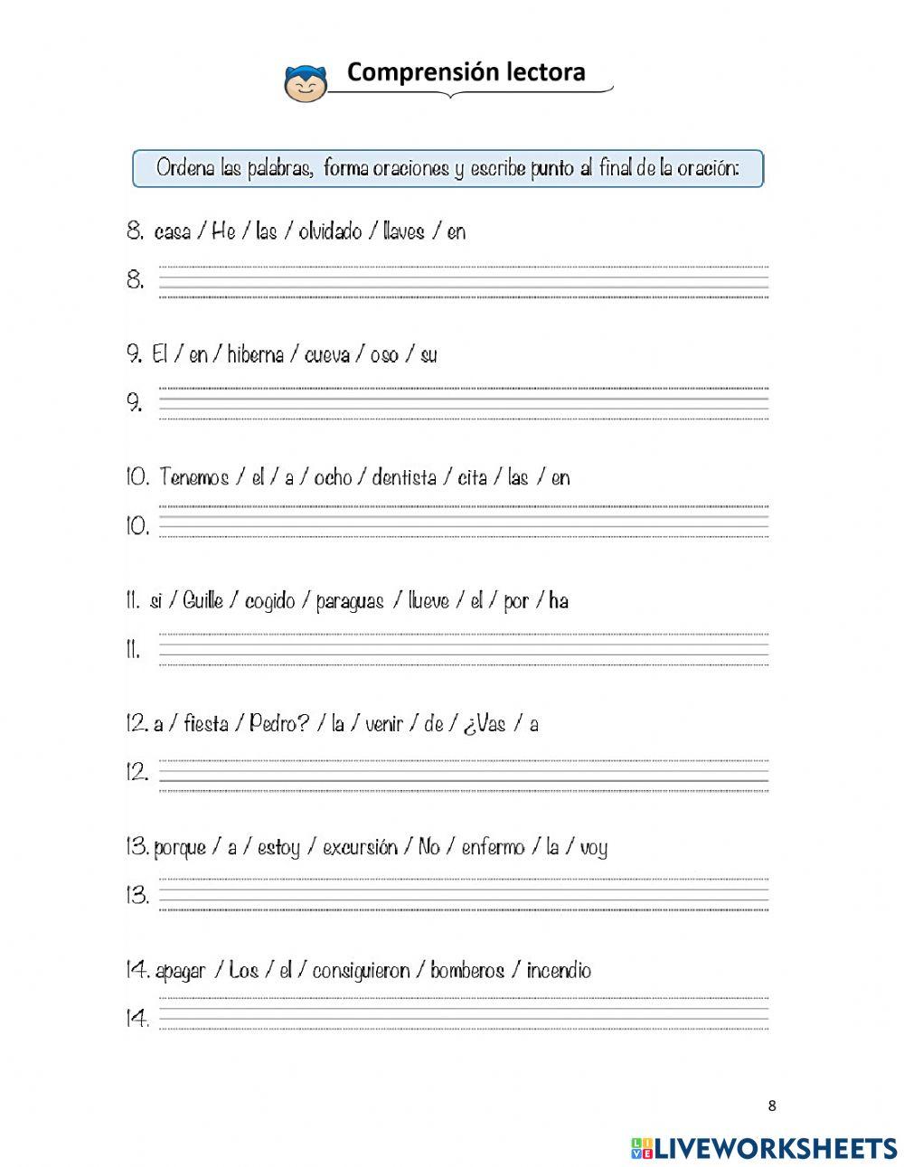 Taller de comprensión lectora - tercero básico - 1