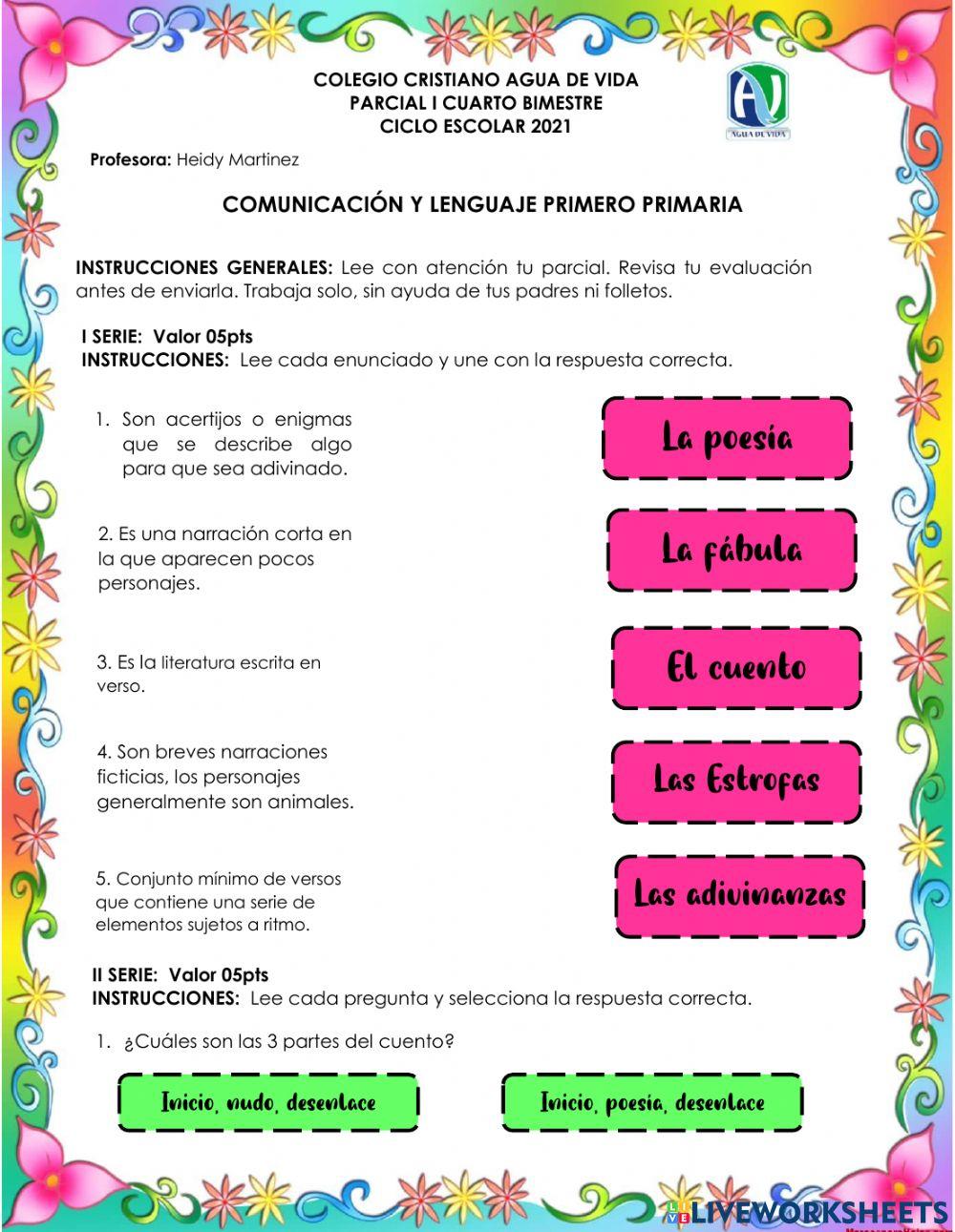 Parcial I IV C. y lenguaje.