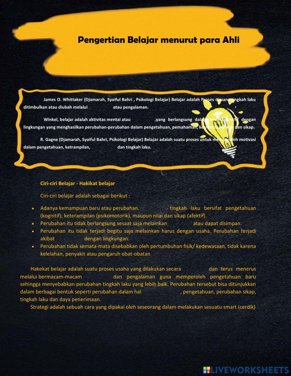 Lengkapi Kata Strategi Gaya Belajar