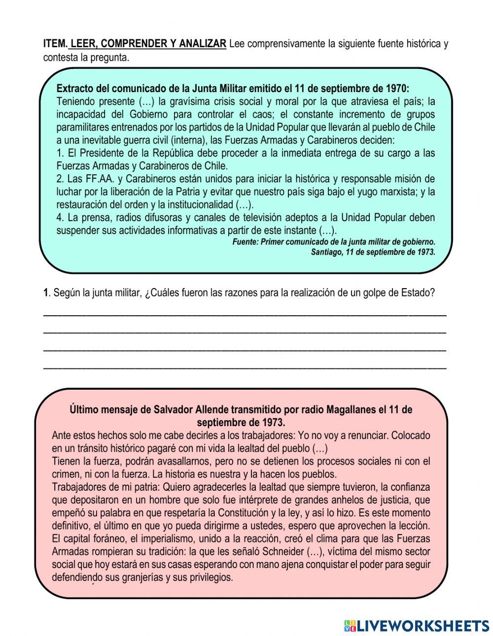 Evaluación Formativa Golpe de Estado