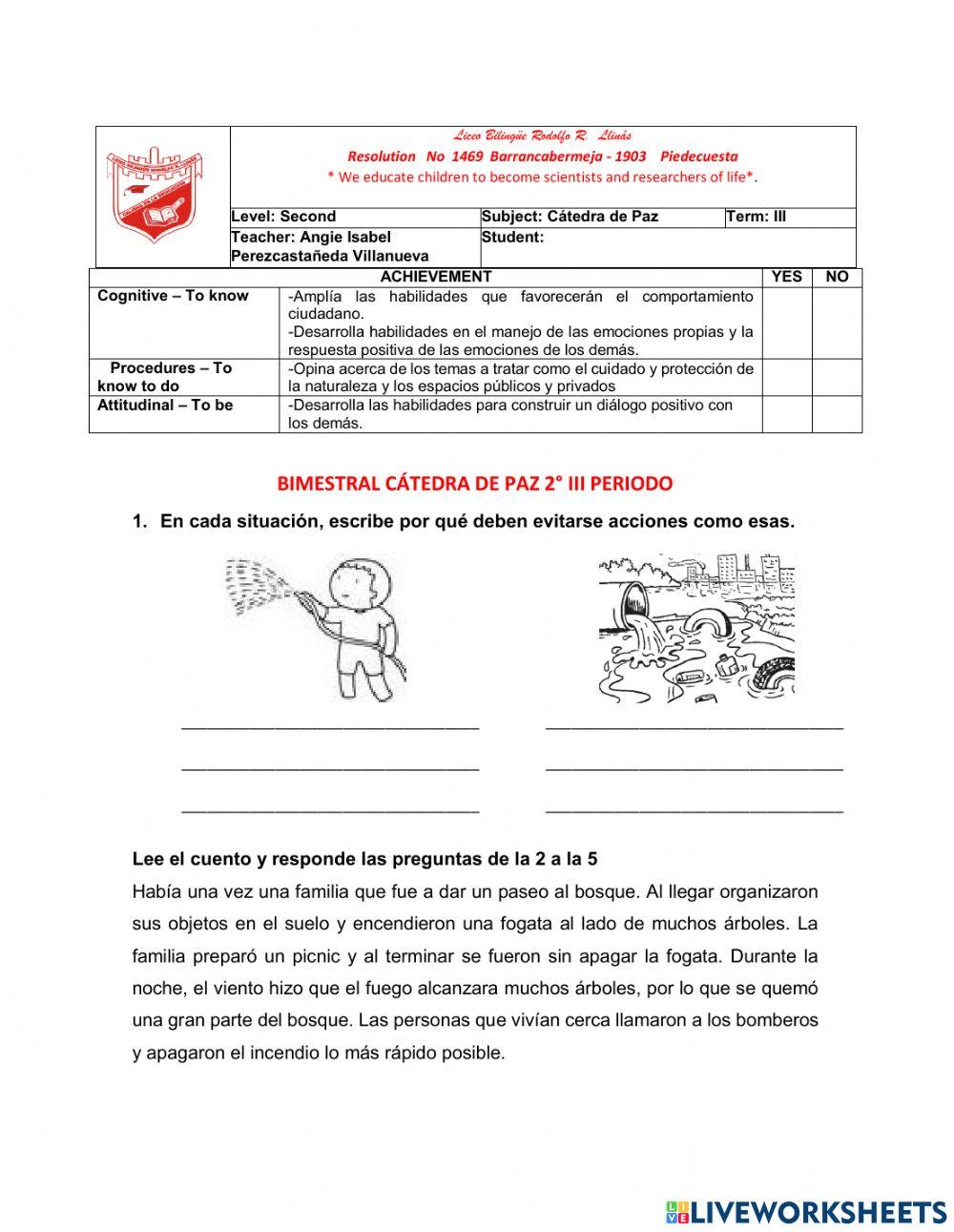 Bimestral catedra 2° III periodo
