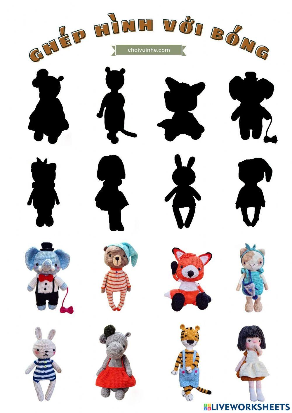 Ghép hình với bóng đồ chơi len