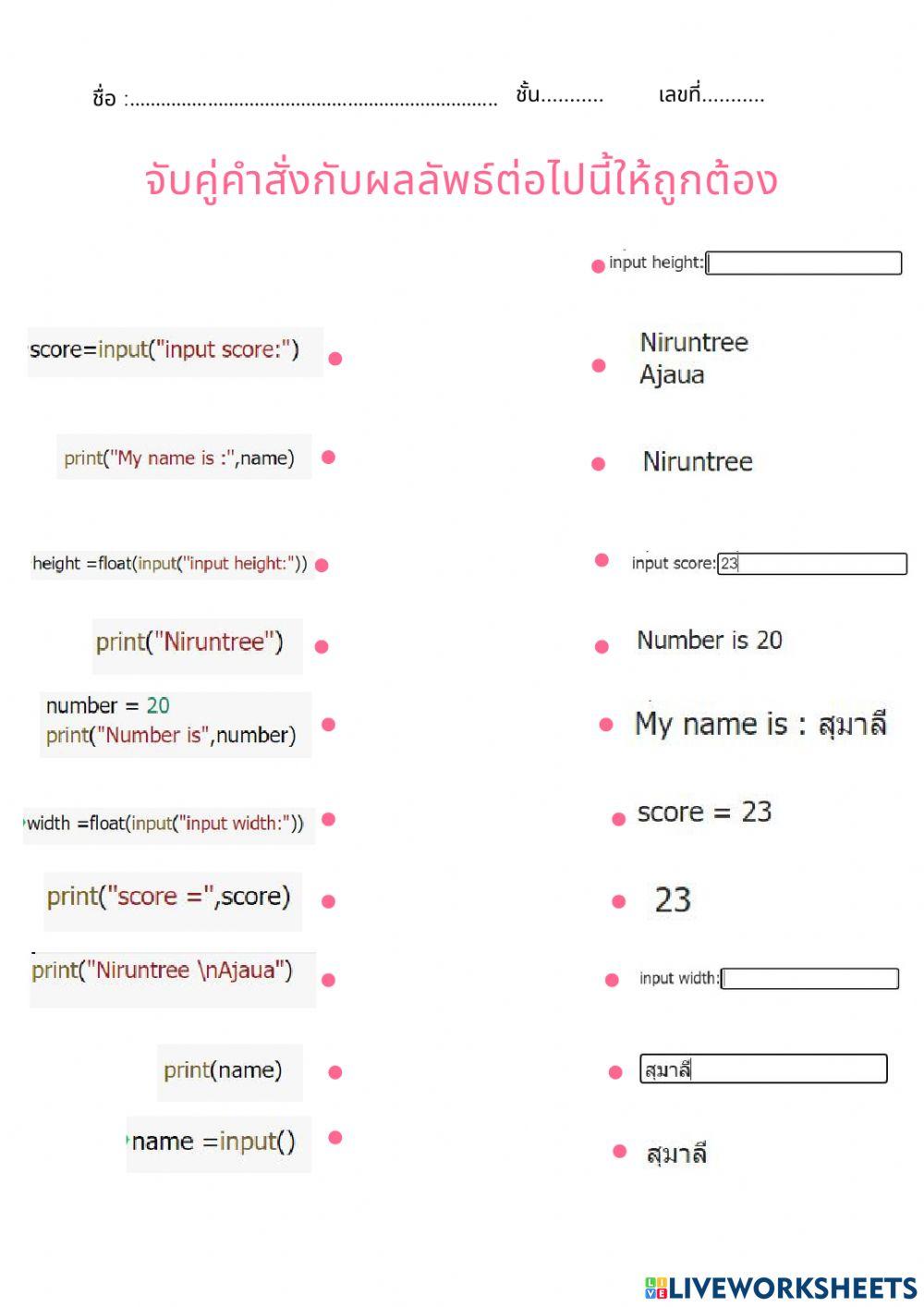Python worksheet for 12 | Live Worksheets