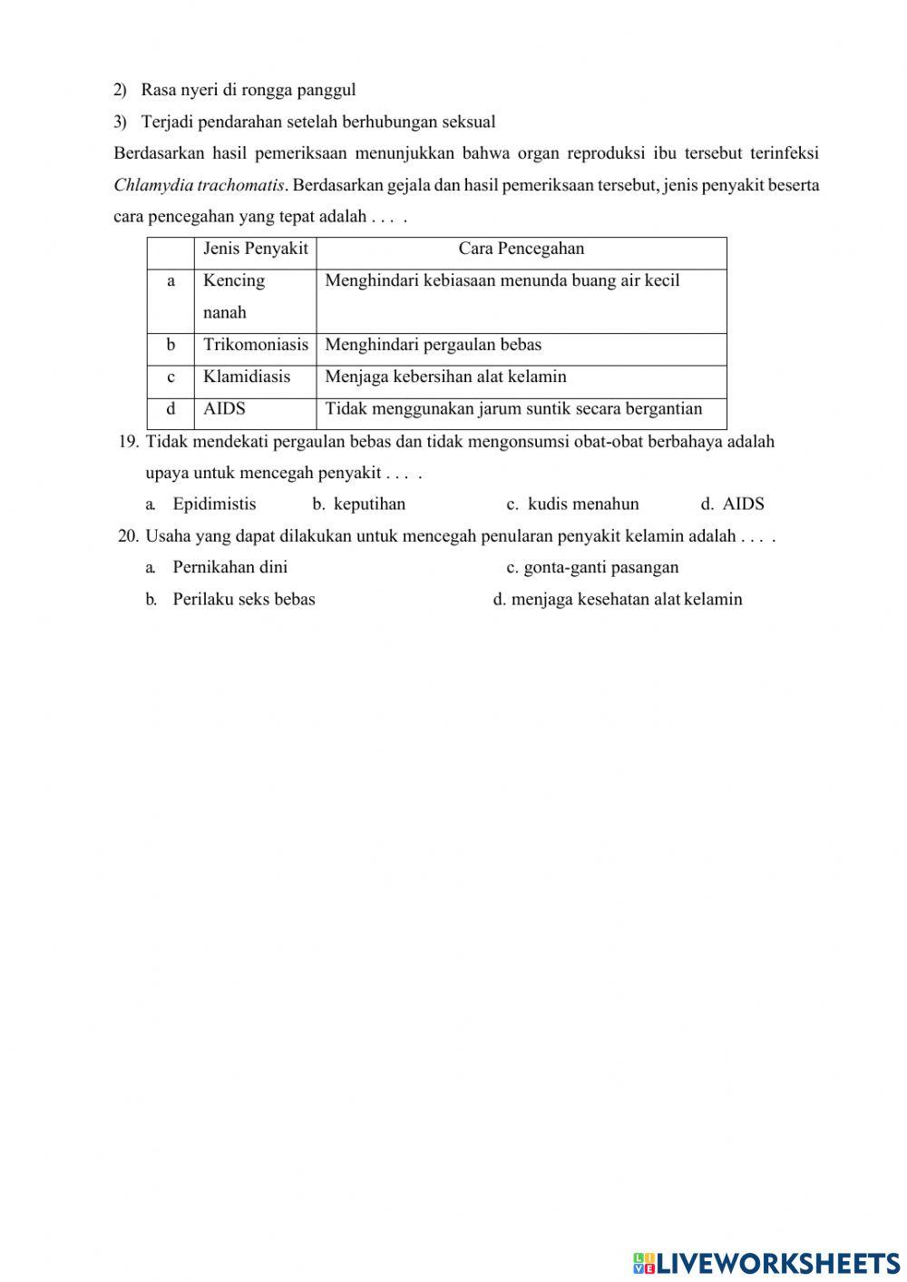 Ulangan Harian 1 (Sistem Reproduksi Pada Manusia)