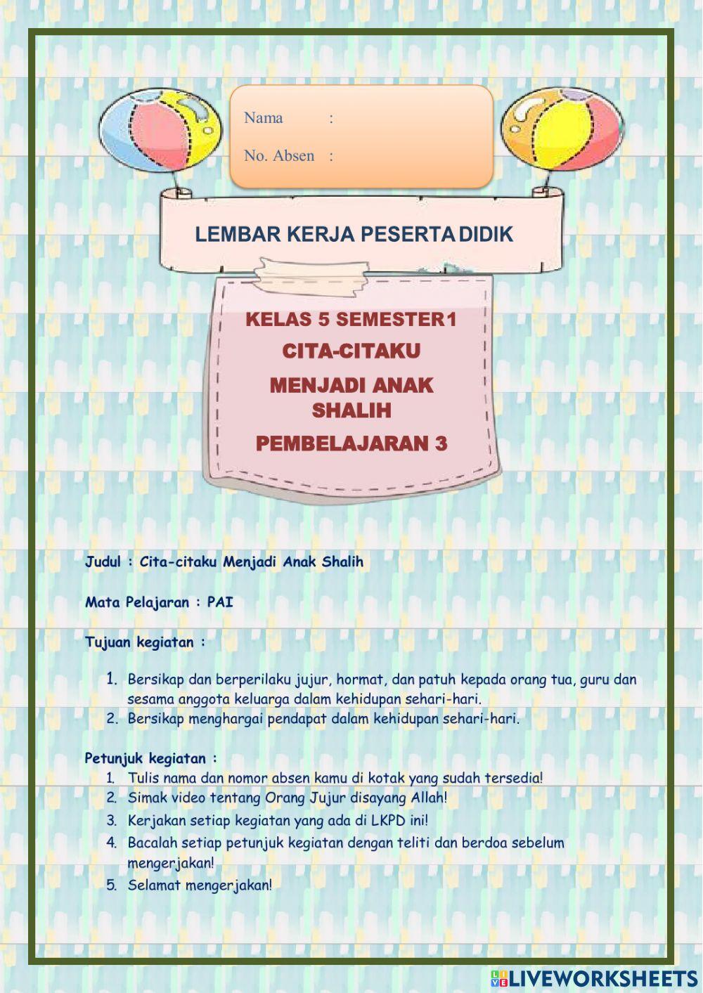 Cita-citaku menjadi anak shalih