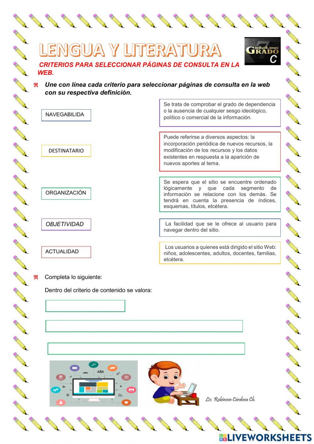 Criterios para seleccionar una pagina en la Web