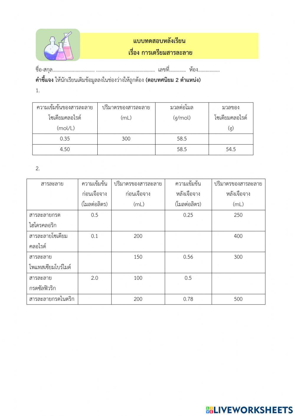 การเตรียมสารละลาย