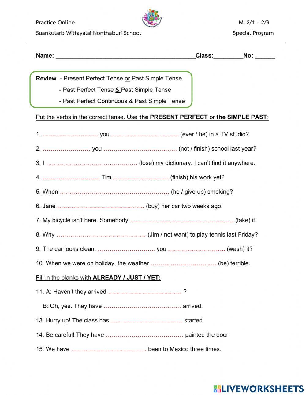 Review Perfect Tenses