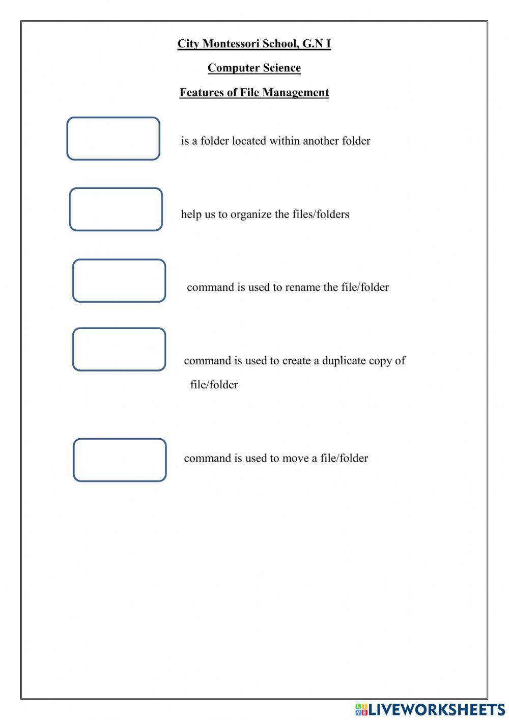 GUI Operating System-Desktop Management Worksheet Live