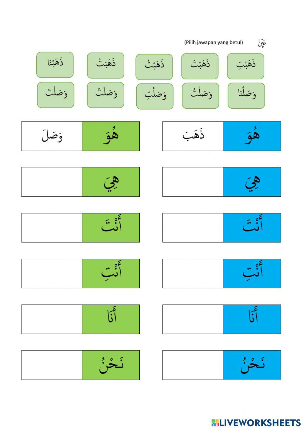 الضمير المتصل بالفعل الماضي