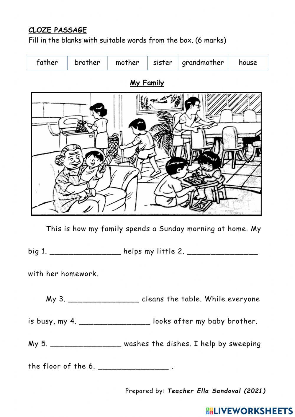 Cloze Passage - My Family