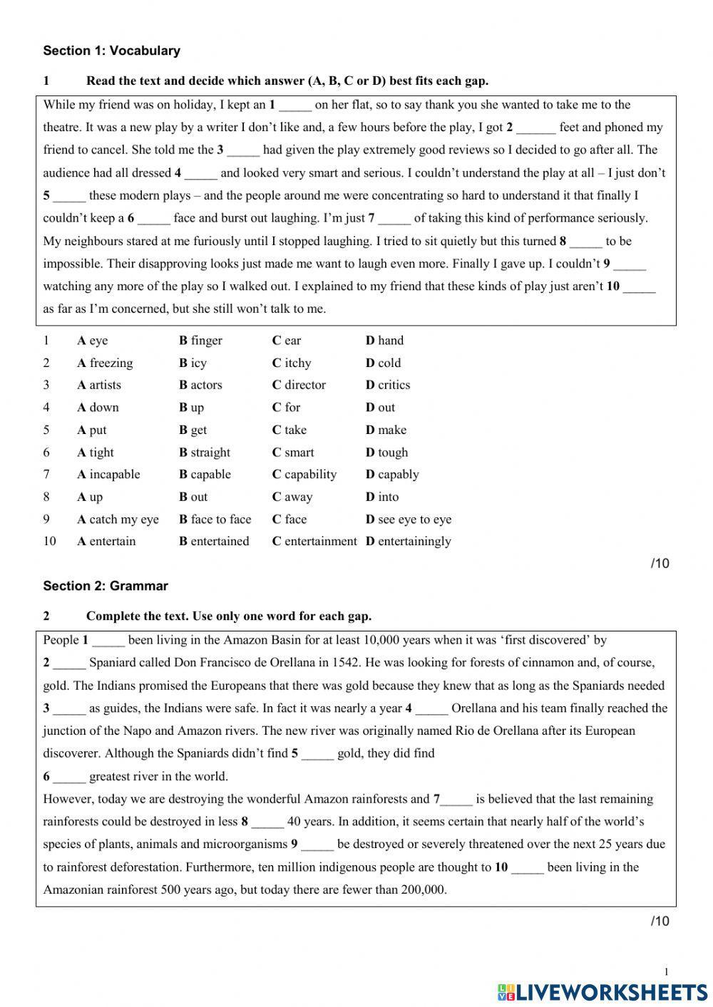 GF - Progress Test 2 worksheet | Live Worksheets