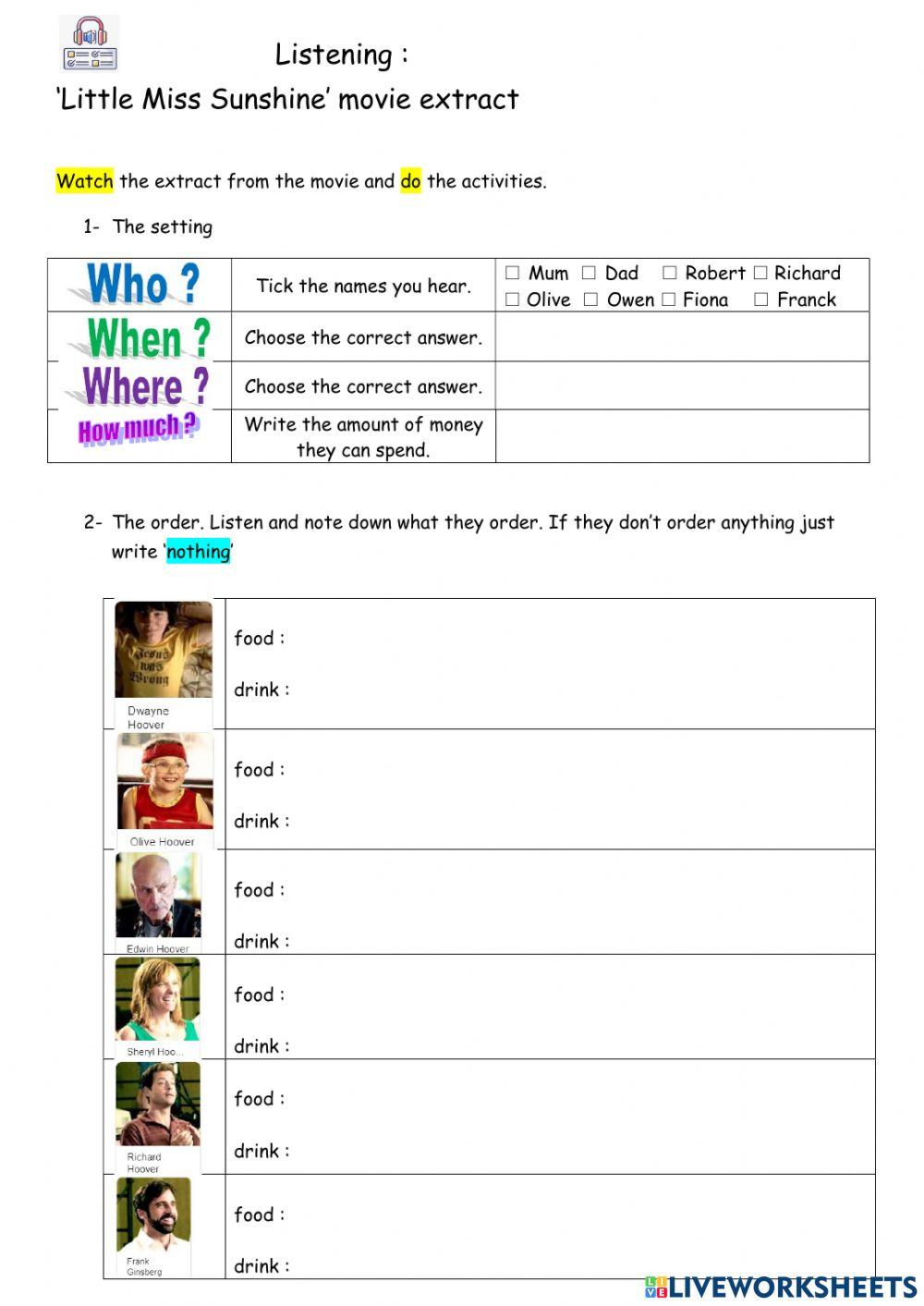 Listening : Little Miss Sunshine extract