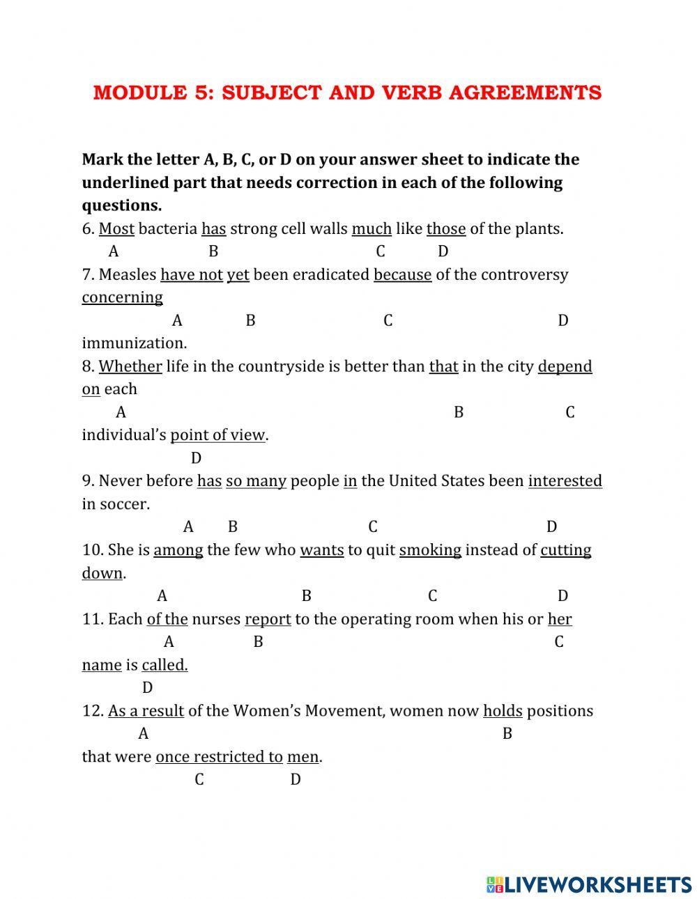 Chuyên đề 5:SUBJECT AND VERB AGREEMENTS P2