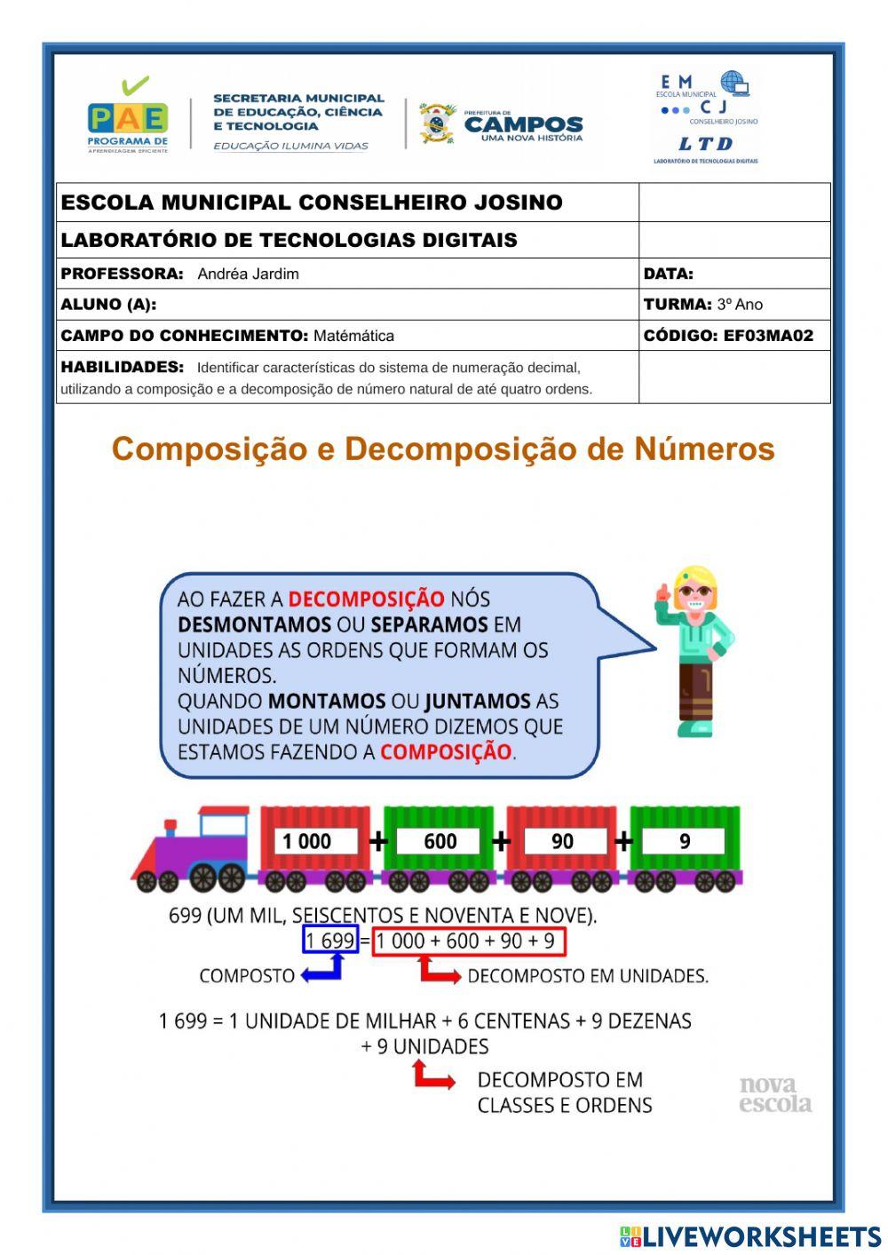Composição e decompisição de numeros