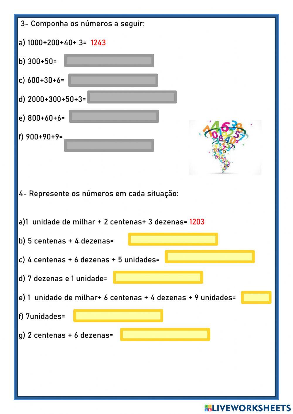 Composição e decompisição de numeros