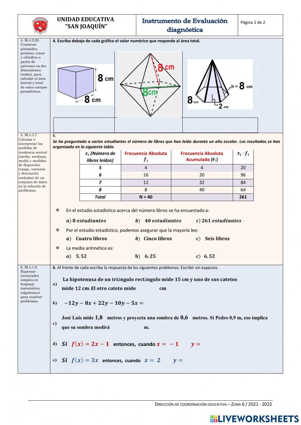 Prueba diagnostico noveno