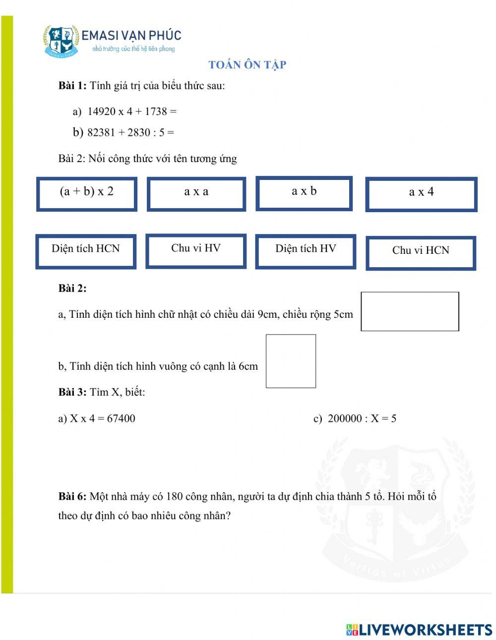 Toán ôn tập lớp 3