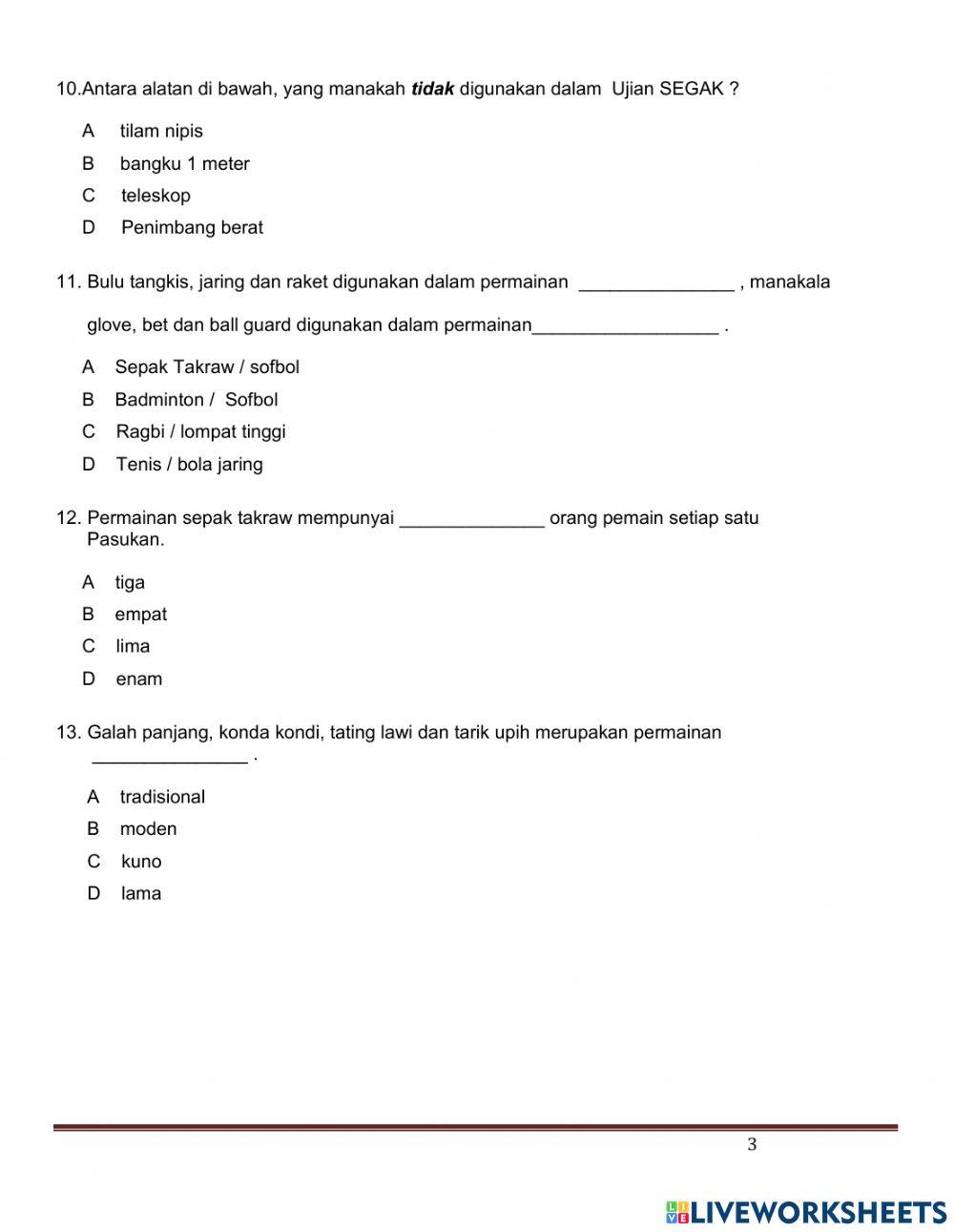 Pendidikan jasmani tahun 5 2021