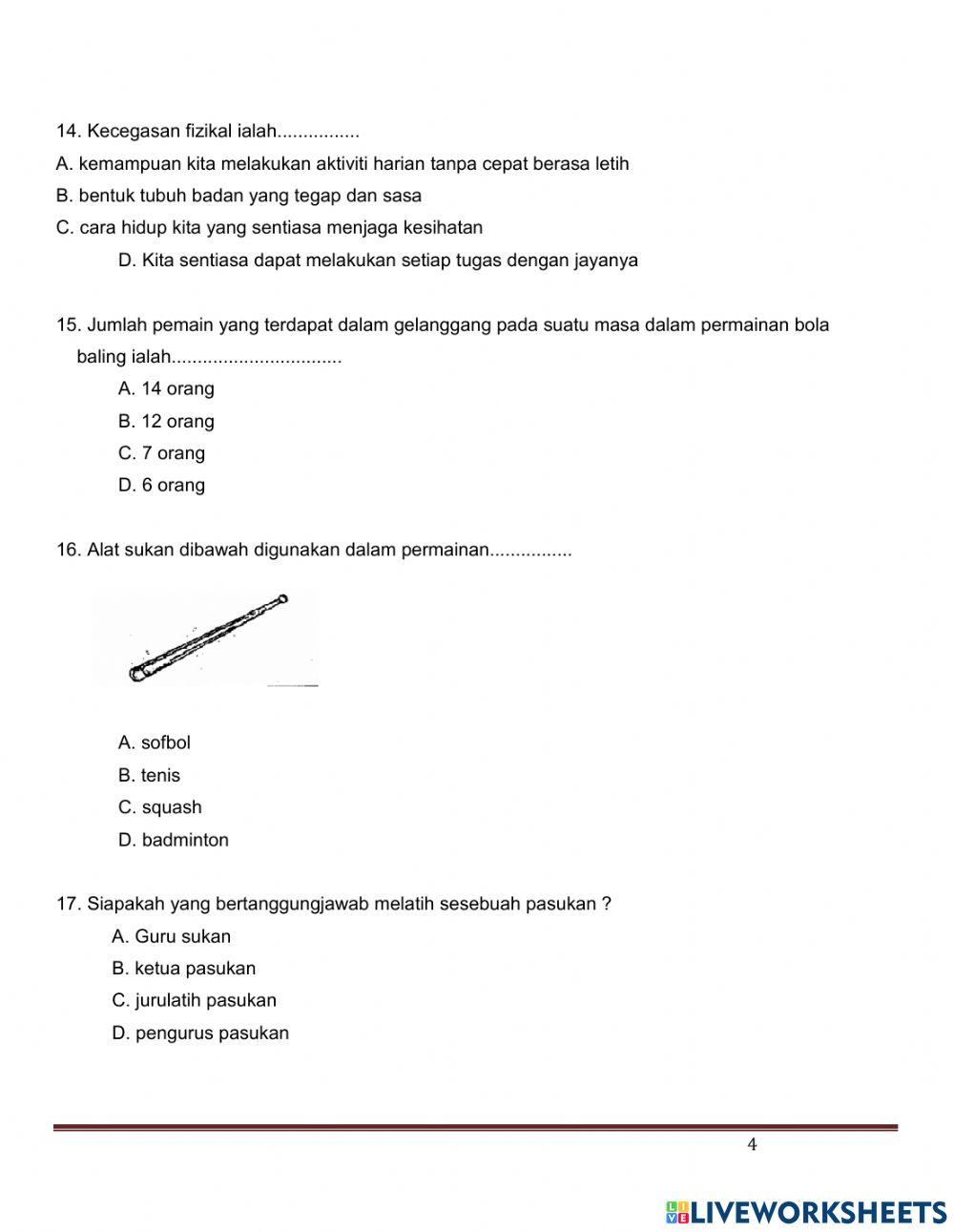 Pendidikan jasmani tahun 5 2021