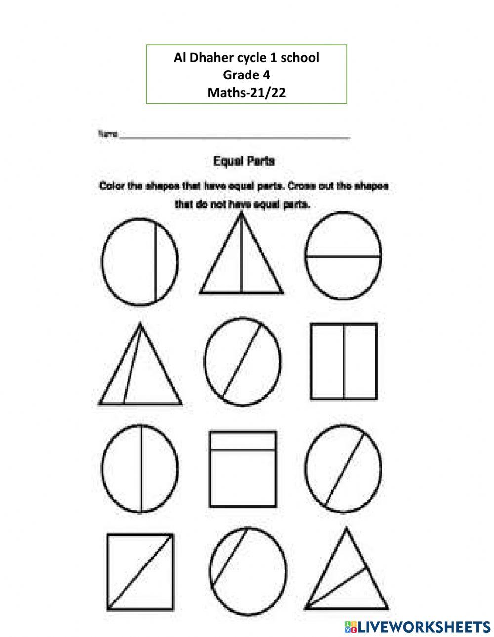 Math equal parts of shapes