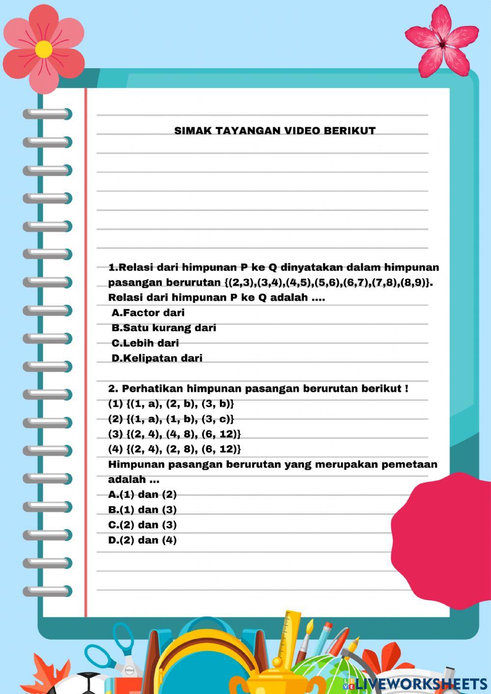 Lkpd relasi dan fungsi